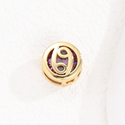 Zodiac Signs CZ Spacer Finding for DIY Jewelry Making 11x11m
