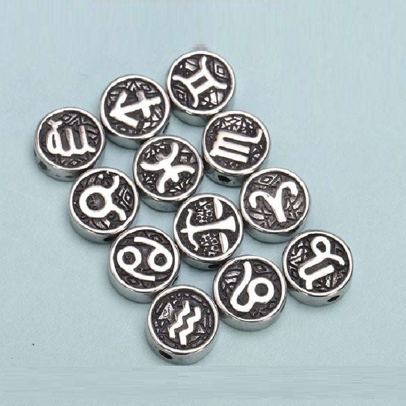 Zodiac Sign Silver Color Spacer Finding for DIY Jewelry Making 10Pcs Set 10x10mm