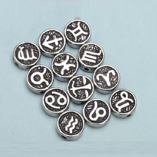 Zodiac Sign Silver Color Spacer Finding for DIY Jewelry Making 10Pcs Set 10x10mm