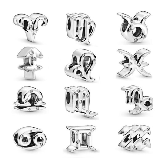 Zodiac Signs Silver Pendora Style Spacer Finding for DIY Jewelry Making