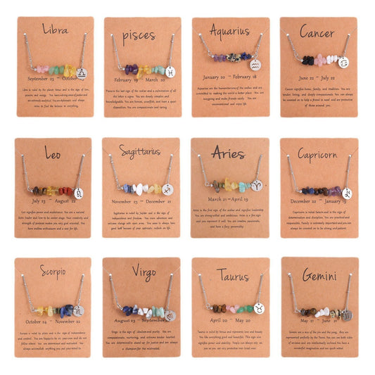 Zodiac Signs Chip Stone Necklace for Everyday Wear