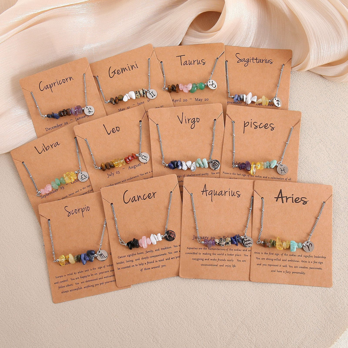 Zodiac Signs Chip Stone Necklace for Everyday Wear