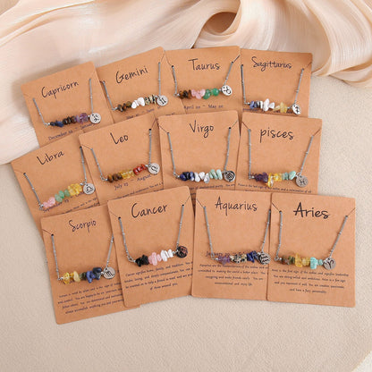 Zodiac Signs Chip Stone Necklace for Everyday Wear