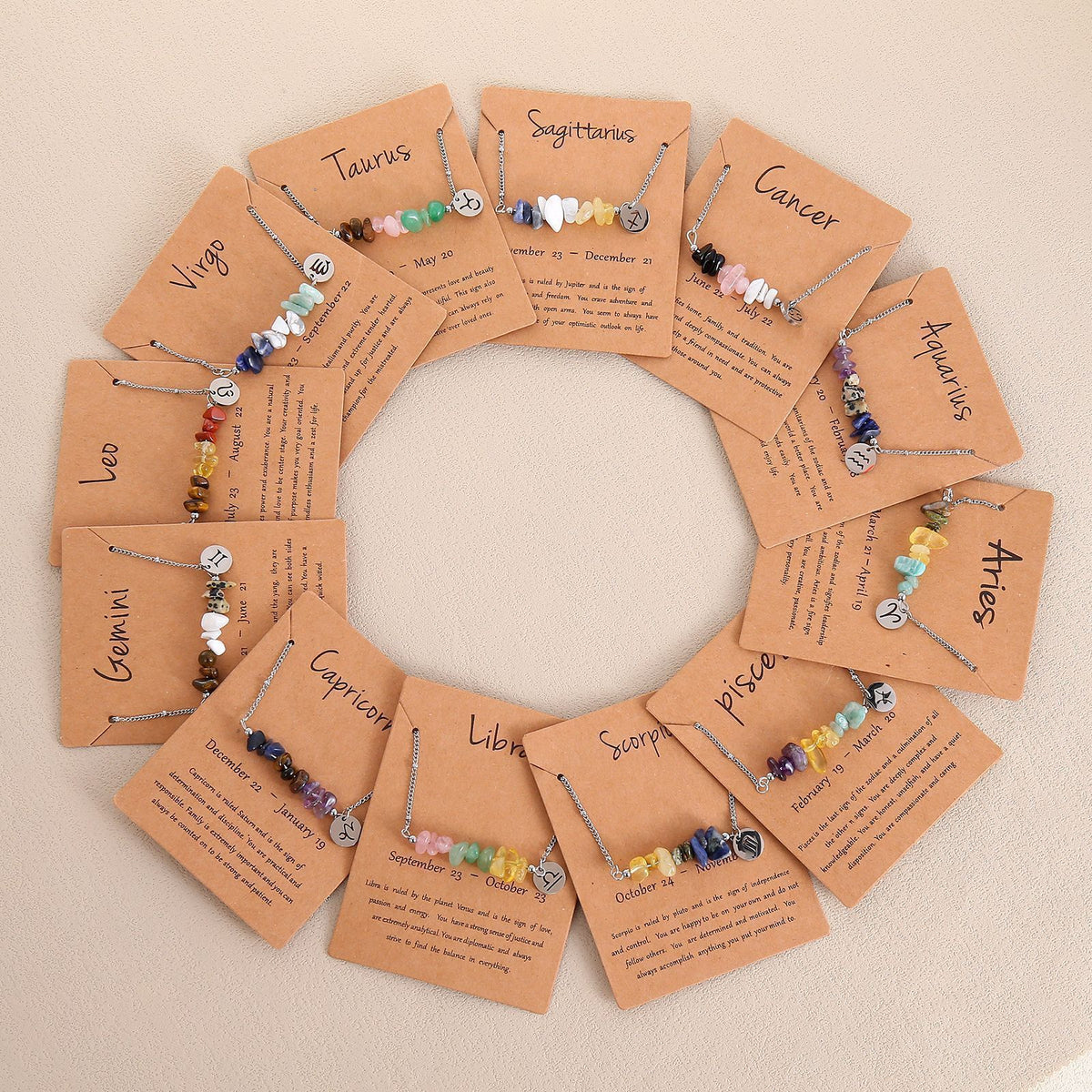 Zodiac Signs Chip Stone Necklace for Everyday Wear