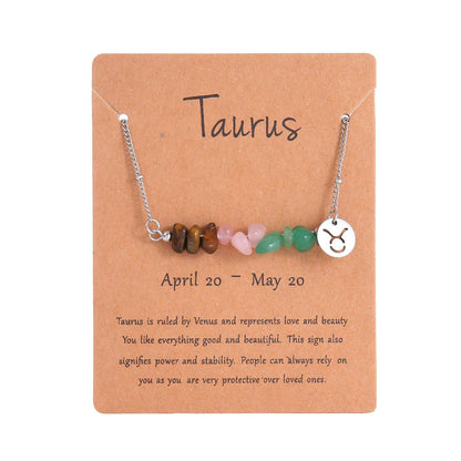 Zodiac Signs Chip Stone Necklace for Everyday Wear