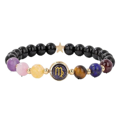 Zodiac Signs Round Stone Elastic Bracelets for Women & Everyday Wear