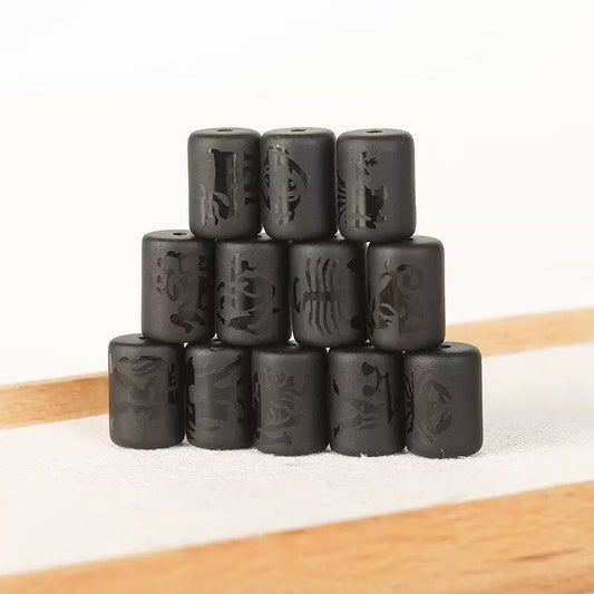 Zodiac Signs Black Onyx Spacer Finding for DIY Jewelry Making 10x14mm