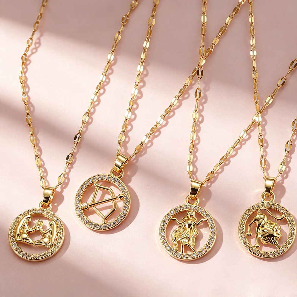 Zodiac Signs Gold Color Fashion Necklace for Everyday Wear