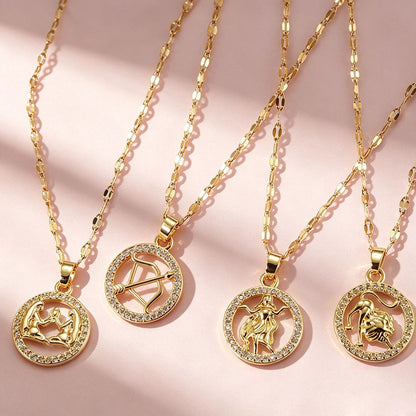 Zodiac Signs Gold Color Fashion Necklace for Everyday Wear