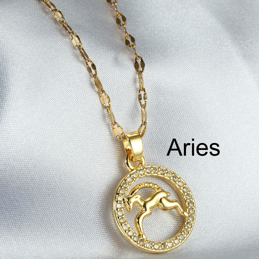 Zodiac Signs Gold Color Fashion Necklace for Everyday Wear