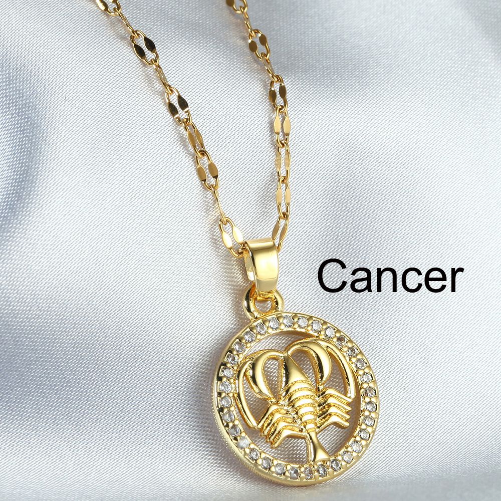 Zodiac Signs Gold Color Fashion Necklace for Everyday Wear