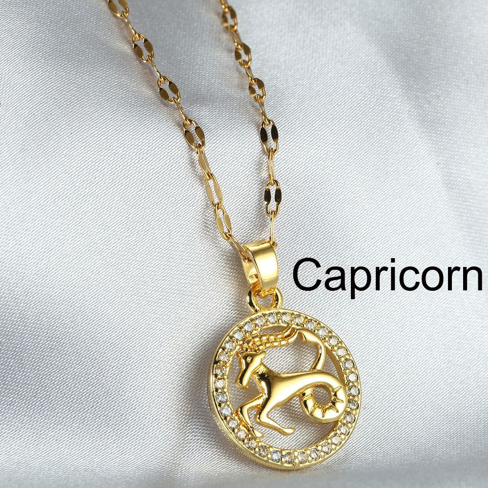 Zodiac Signs Gold Color Fashion Necklace for Everyday Wear