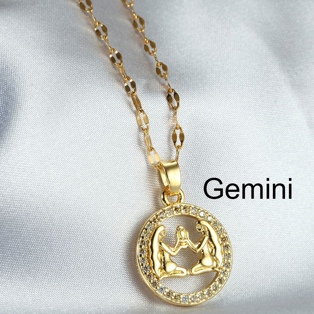 Zodiac Signs Gold Color Fashion Necklace for Everyday Wear