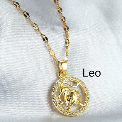 Zodiac Signs Gold Color Fashion Necklace for Everyday Wear