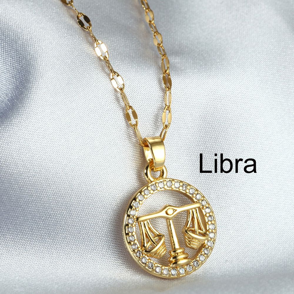 Zodiac Signs Gold Color Fashion Necklace for Everyday Wear