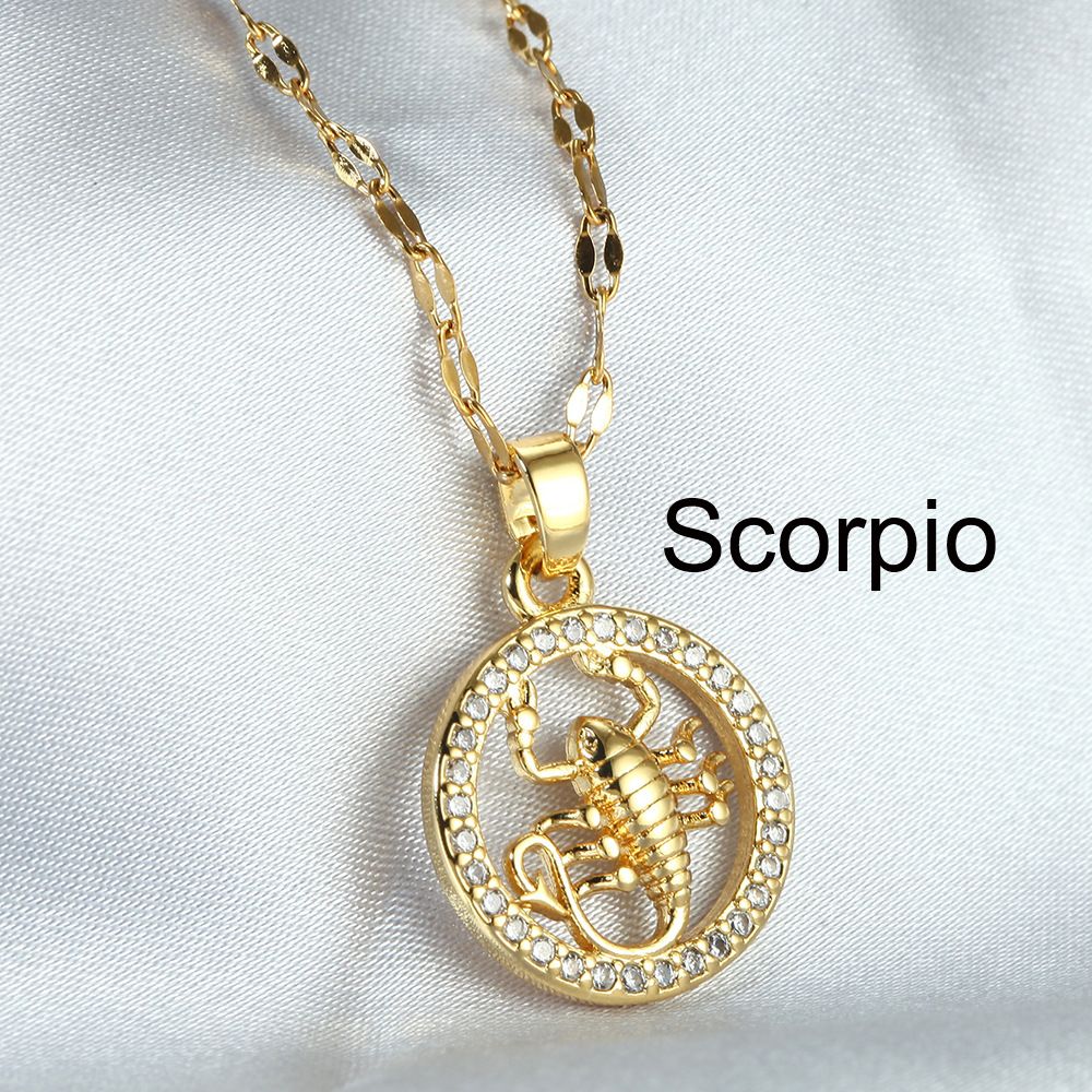 Zodiac Signs Gold Color Fashion Necklace for Everyday Wear