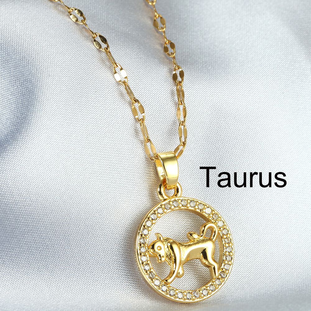 Zodiac Signs Gold Color Fashion Necklace for Everyday Wear