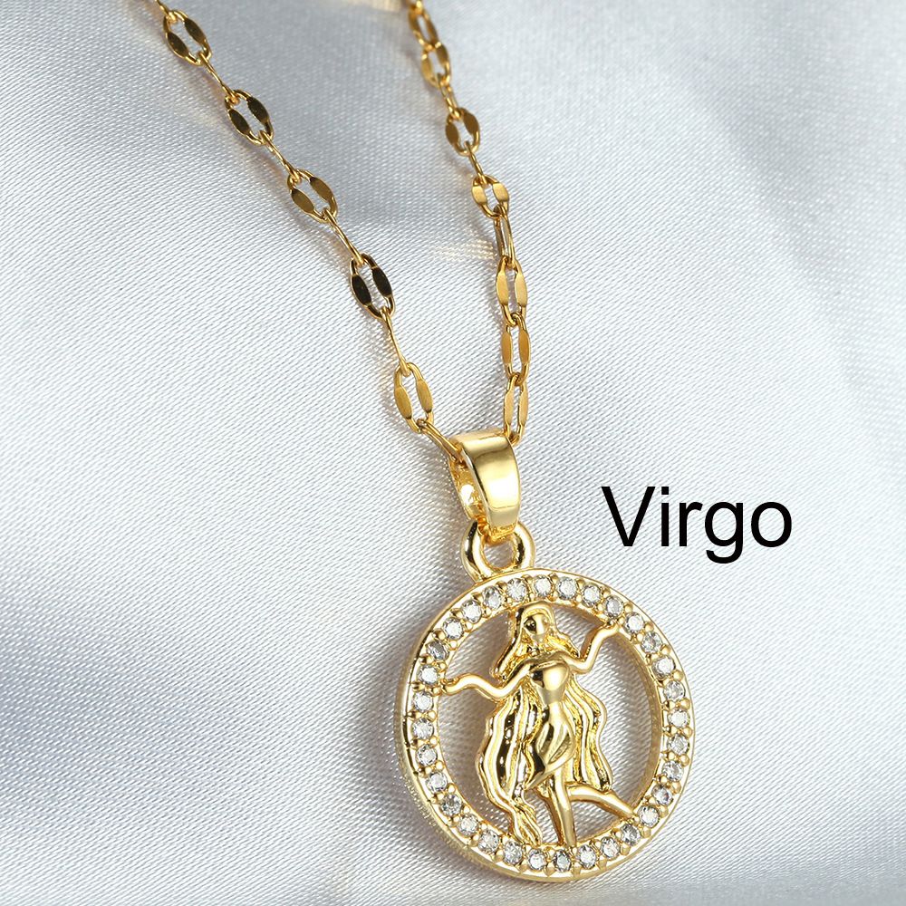 Zodiac Signs Gold Color Fashion Necklace for Everyday Wear