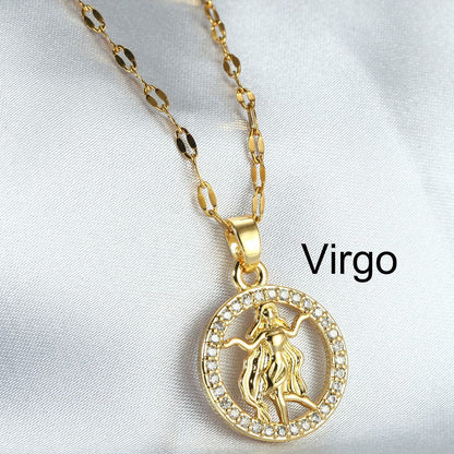 Zodiac Signs Gold Color Fashion Necklace for Everyday Wear