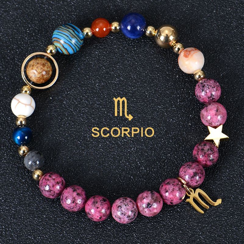 Zodiac Signs Purple Imperial Jasper Elastic Bracelets for Women & Everyday Wear