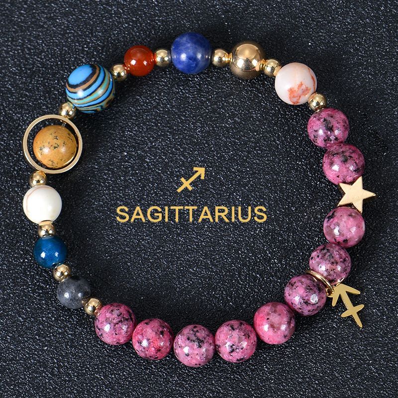 Zodiac Signs Purple Imperial Jasper Elastic Bracelets for Women & Everyday Wear