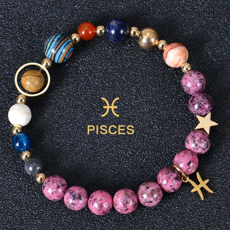 Zodiac Signs Purple Imperial Jasper Elastic Bracelets for Women & Everyday Wear