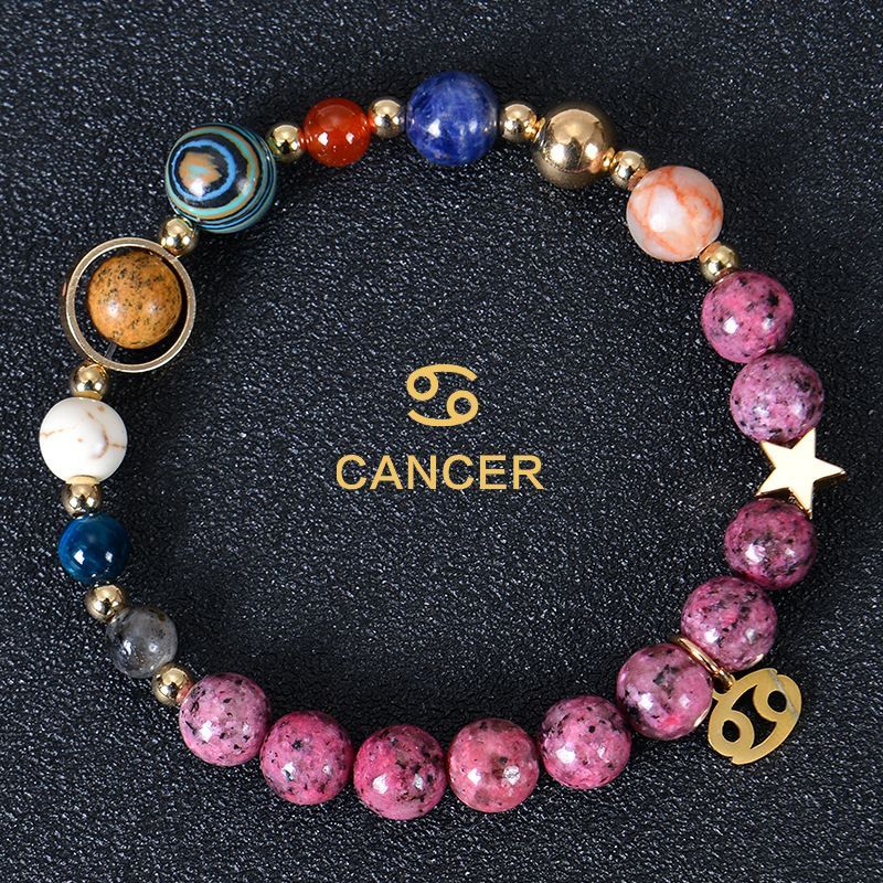 Zodiac Signs Purple Imperial Jasper Elastic Bracelets for Women & Everyday Wear
