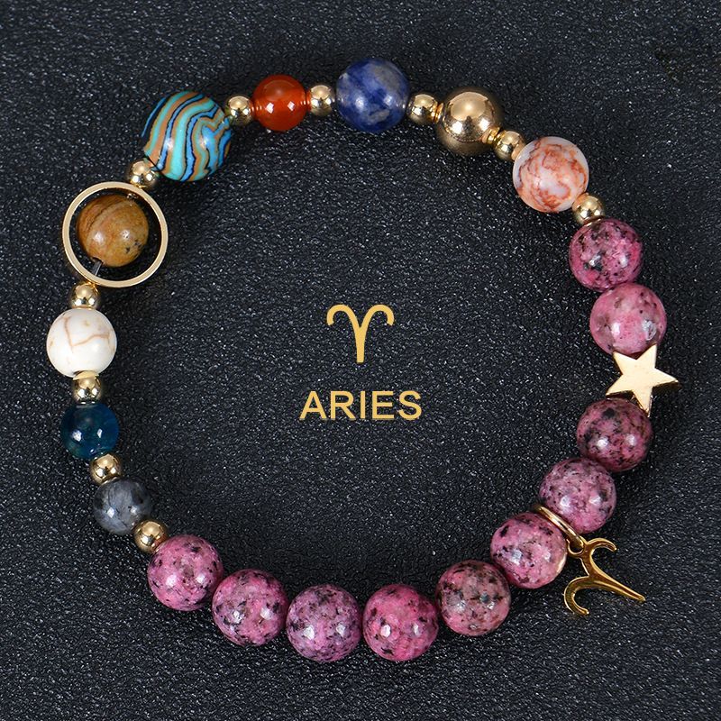 Zodiac Signs Purple Imperial Jasper Elastic Bracelets for Women & Everyday Wear