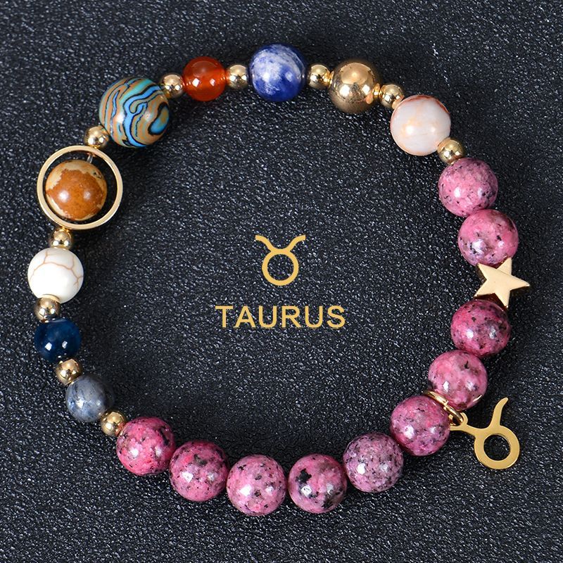 Zodiac Signs Purple Imperial Jasper Elastic Bracelets for Women & Everyday Wear