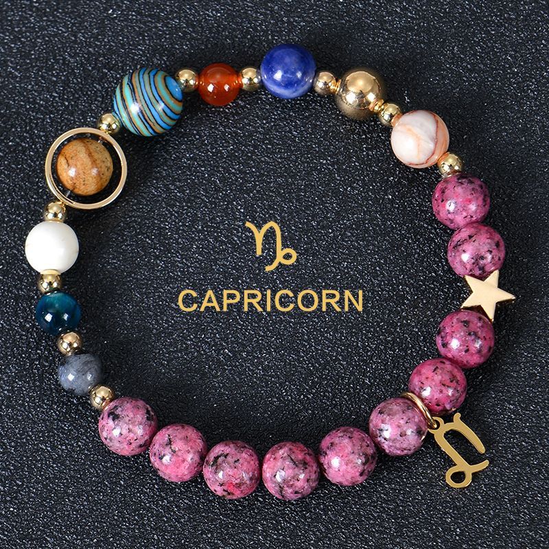 Zodiac Signs Purple Imperial Jasper Elastic Bracelets for Women & Everyday Wear