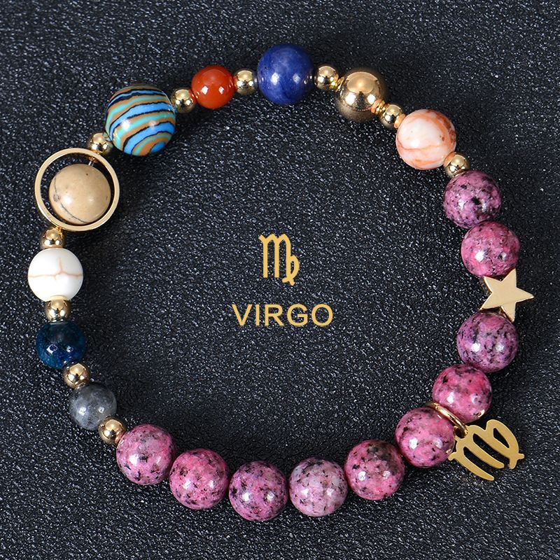 Zodiac Signs Purple Imperial Jasper Elastic Bracelets for Women & Everyday Wear