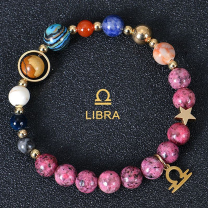 Zodiac Signs Purple Imperial Jasper Elastic Bracelets for Women & Everyday Wear