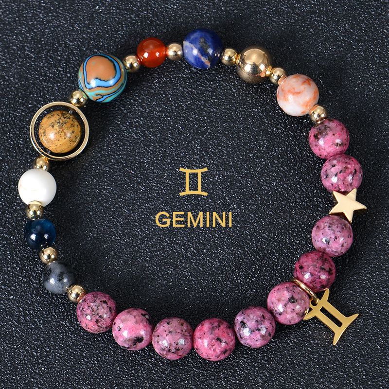 Zodiac Signs Purple Imperial Jasper Elastic Bracelets for Women & Everyday Wear