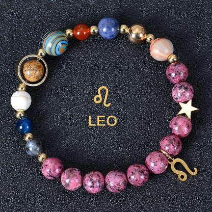 Zodiac Signs Purple Imperial Jasper Elastic Bracelets for Women & Everyday Wear