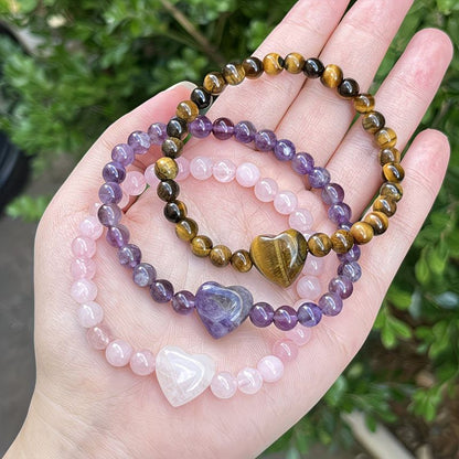 Natural Heart Shape Crystal Bracelet for Love and Relationship