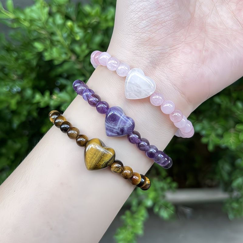 Natural Heart Shape Crystal Bracelet for Love and Relationship
