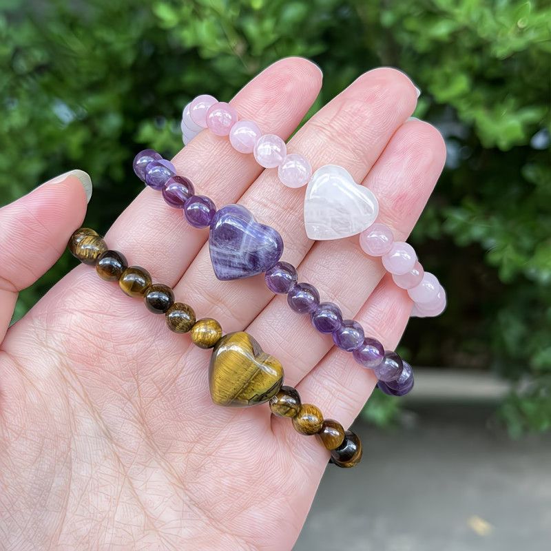 Natural Heart Shape Crystal Bracelet for Love and Relationship