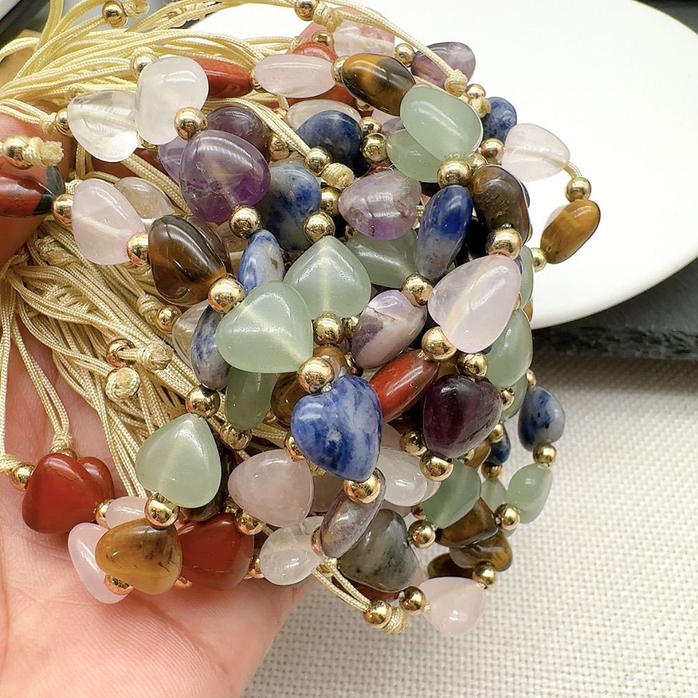 Natural Multi Style Heart Shape Crystal Bracelet for Love and Relationship