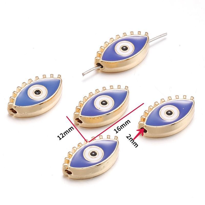 1PCS Brass Evil Eyes Spacer Beads 12x16mm