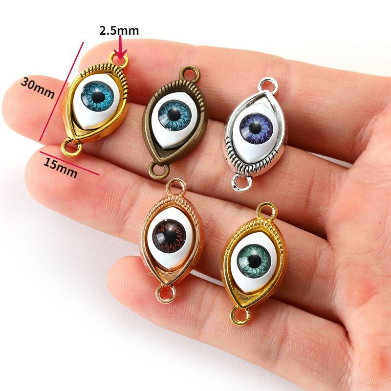 1PCS Blue Color Evil Eyes Connector 15x30mm