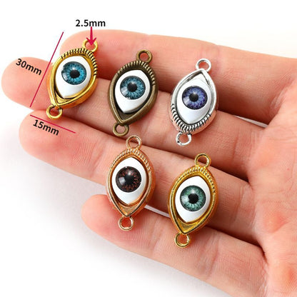 1PCS Blue Color Evil Eyes Connector 15x30mm
