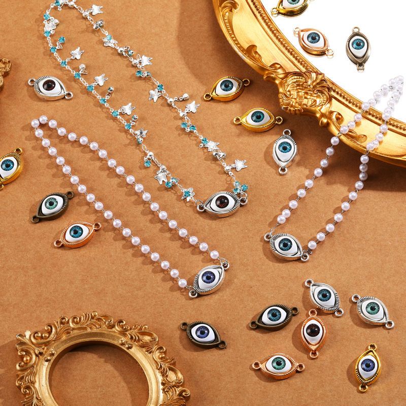1PCS Blue Color Evil Eyes Connector 15x30mm