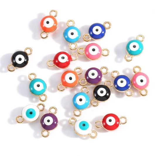 5PCS Multi Color Evil Eyes Connector 7x12mm