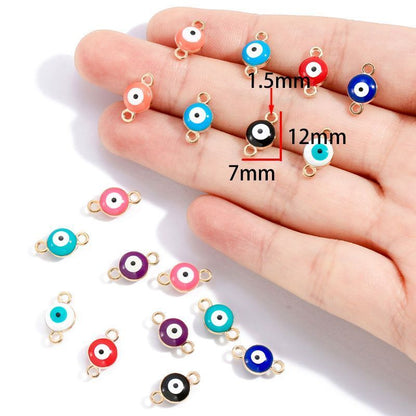 5PCS Multi Color Evil Eyes Connector 7x12mm