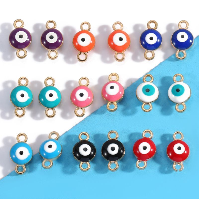 5PCS Multi Color Evil Eyes Connector 7x12mm