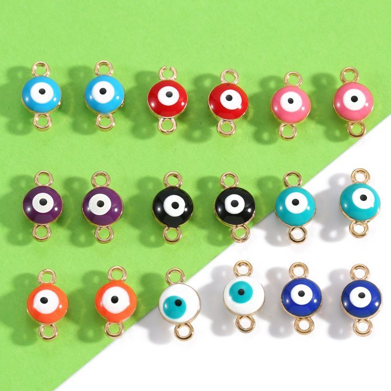 5PCS Multi Color Evil Eyes Connector 7x12mm