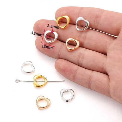 20PCS Multi Color Heart Shape Connector 12x12mm Can Fit 8mm Beads
