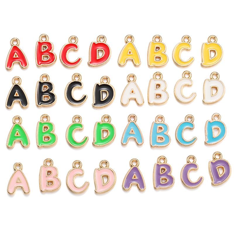 Colorful Alphabet Set Jewelry Making Findings Charm 8x12mm