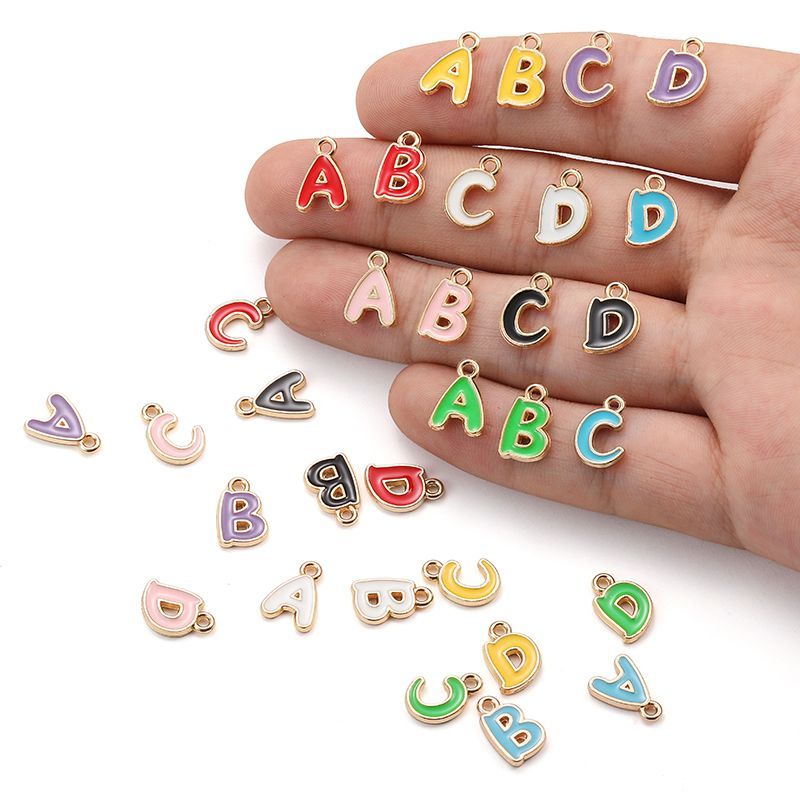 Colorful Alphabet Set Jewelry Making Findings Charm 8x12mm