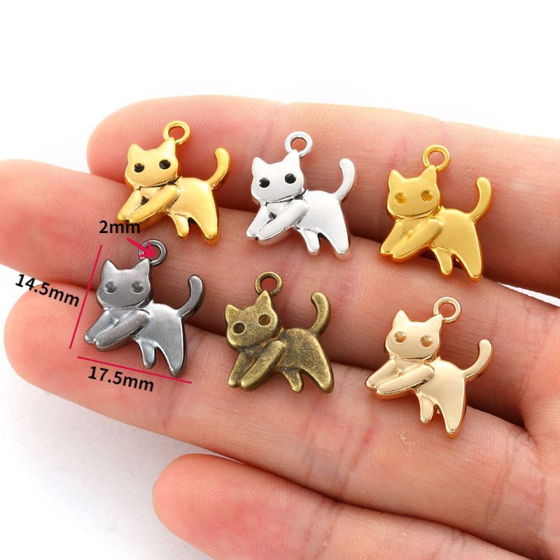 1 PCS Jumping Cat Jewelry Making Findings Charm 14.5x17.5mm